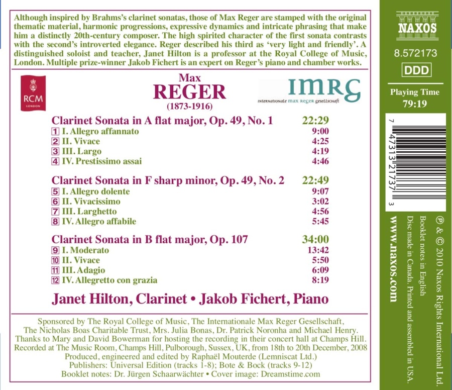 Reger: Clarinet Sonatas - slide-1