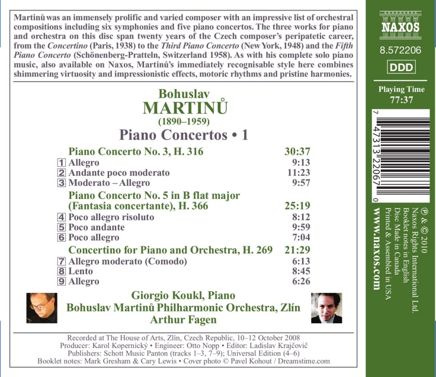Martinu: Piano Concertos Vol. 1 Vol. 1 - Nos. 3, 5, Concertino - slide-1
