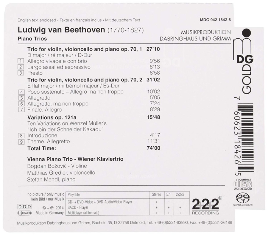 Beethoven: Piano Trios op. 70; Variations on „Ich bin der Schneider Kakadu“ - slide-1