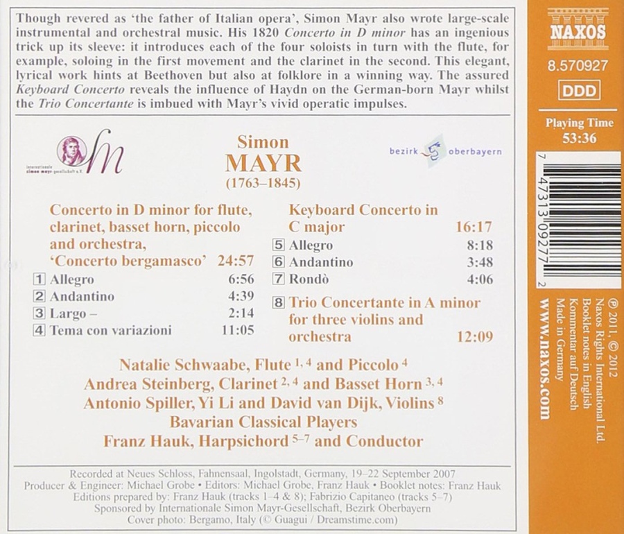 Mayr: Concerto bergamasco, Keyboard Concerto, Trio Concertante - slide-1