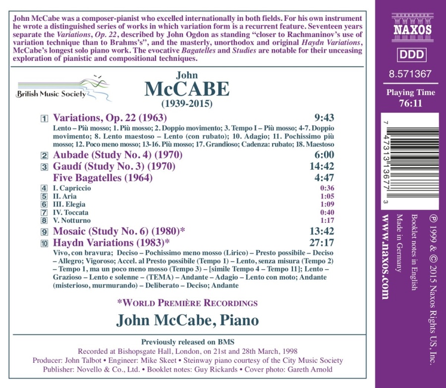 McCabe, John: Piano Music - Variations; Aubade; Gaudí; ... - slide-1