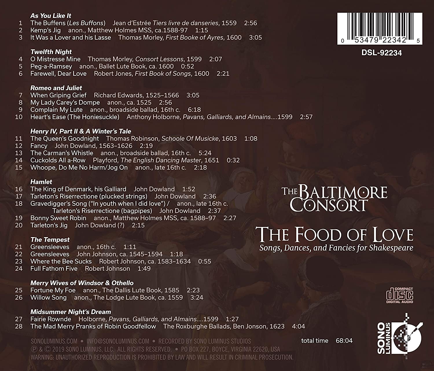 The Food of Love: Songs, Dances and Fancies for Shakespeare - slide-1