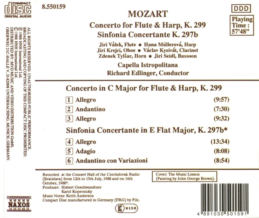Mozart: Concerto for Flute and Harp, Sinfonia Concertante - slide-1