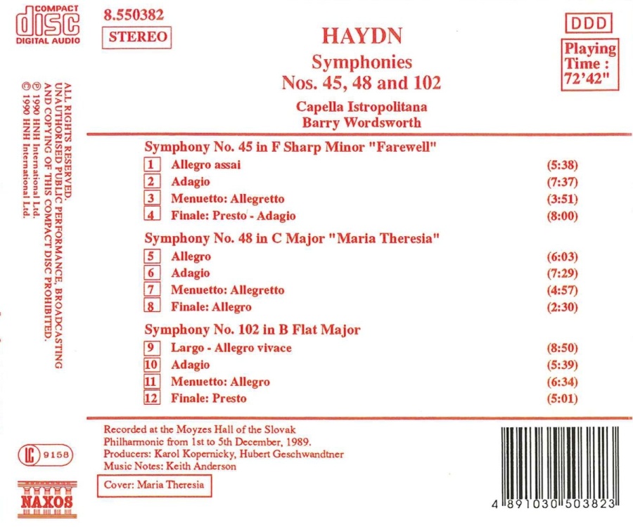 Haydn: Symphonies No. 45 "Farewell", No. 48 "Maria Theresia", No. 102 - slide-1