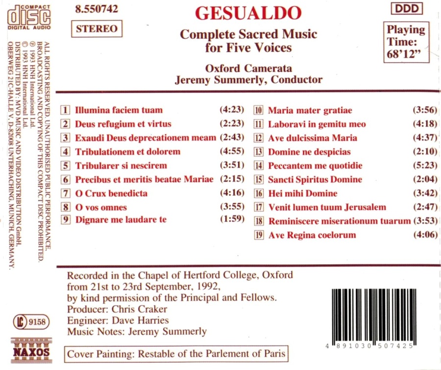 Gesualdo: Sacred Music for Five Voices (Complete) - slide-1