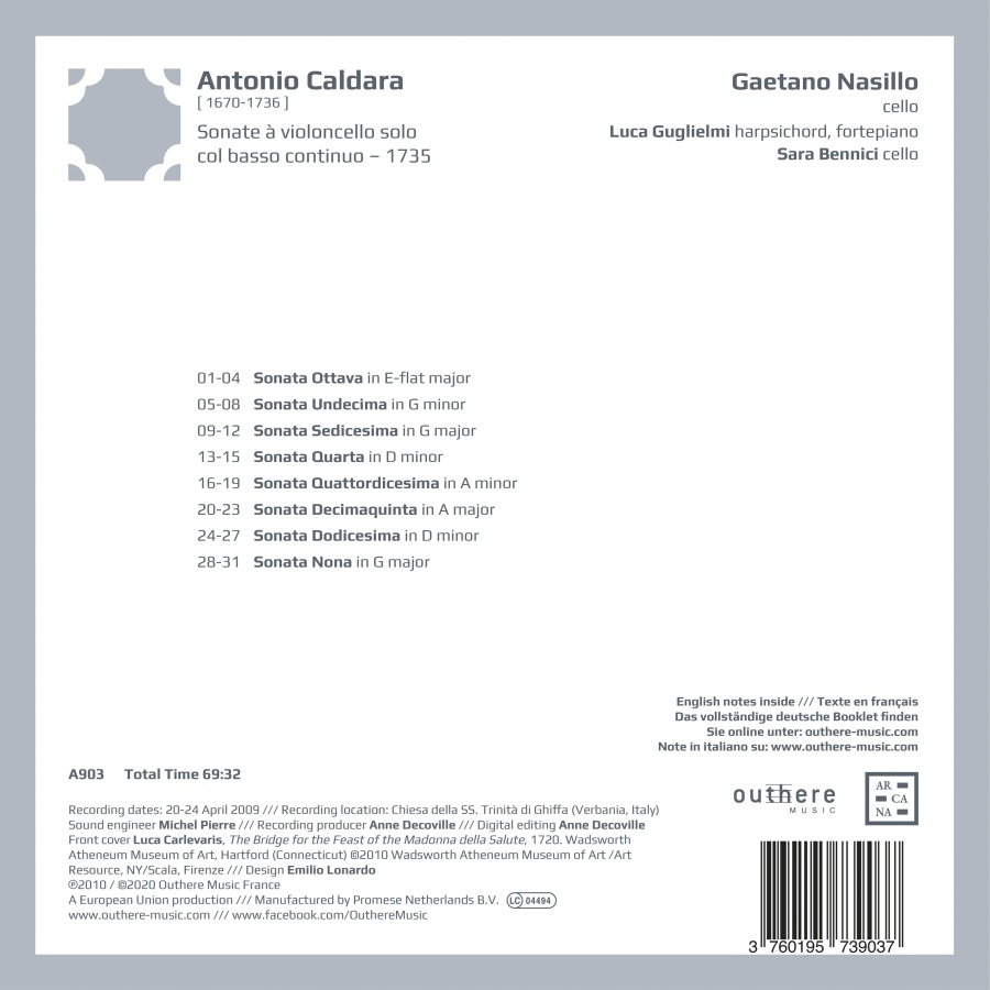 Caldara: Sonate à violoncello solo col basso continuo - slide-1