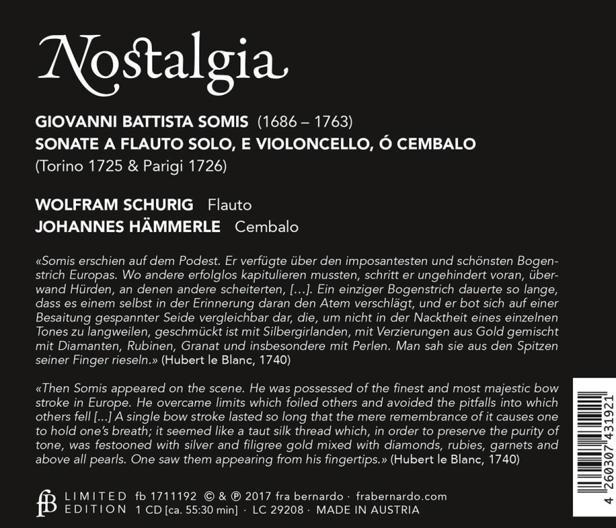 Nostalgia - Somis: Sonatas for flute & harpsichord - slide-1