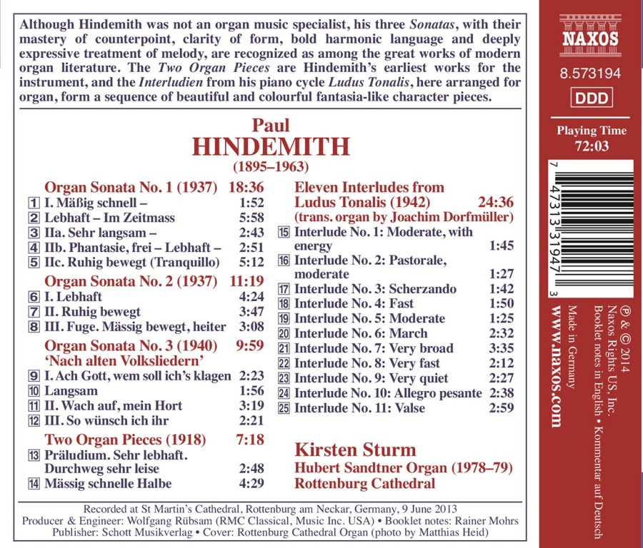 Hindemith: Organ Sonatas Nos. 1 - 3 Eleven Interludes - slide-1