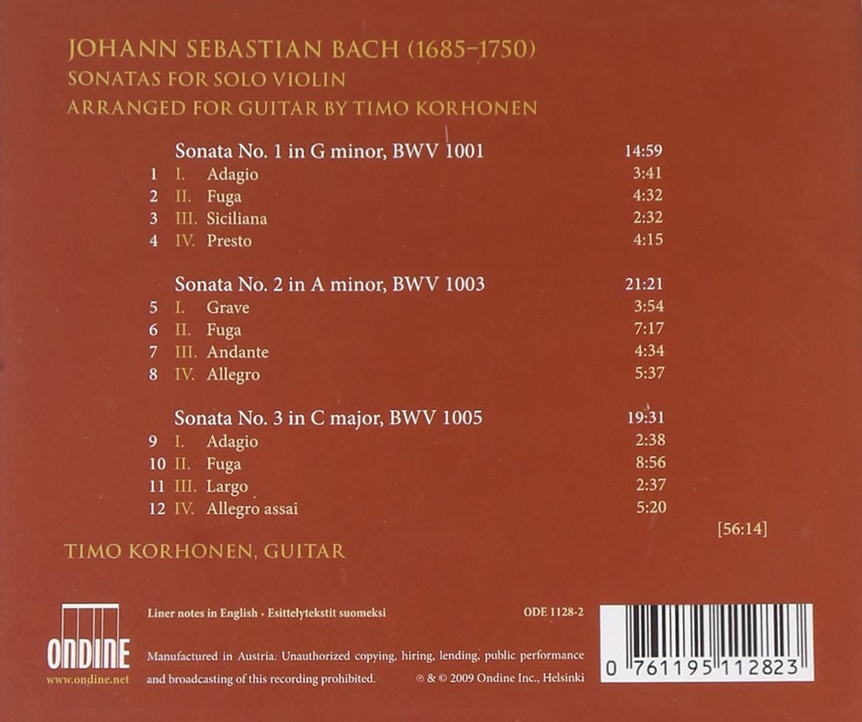 Bach: Sonatas for Solo Violin (transcriptions for guitar) - slide-1