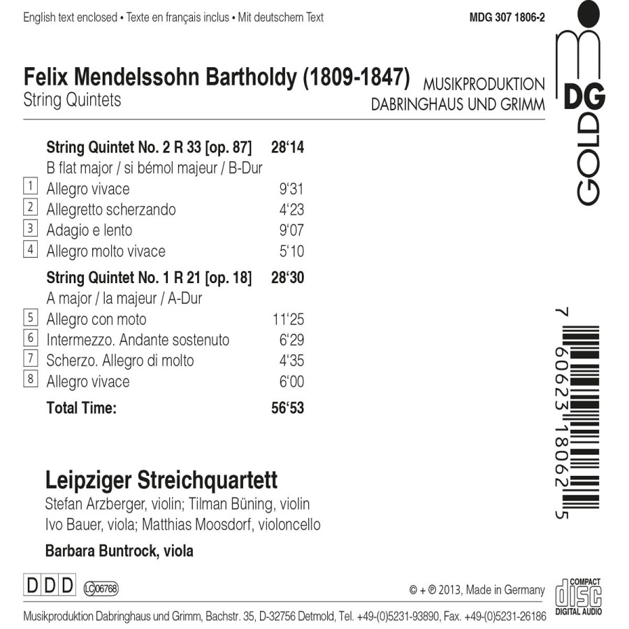 Mendelssohn: String Quintets op. 18 and 87 - slide-1