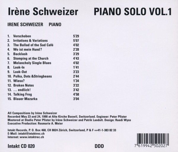 Irene Schweizer: Piano Solo Vol. 1 - slide-1