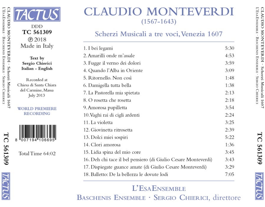 Monteverdi: Scherzi Musicali a 3 voci, Venezia 1607 - slide-1