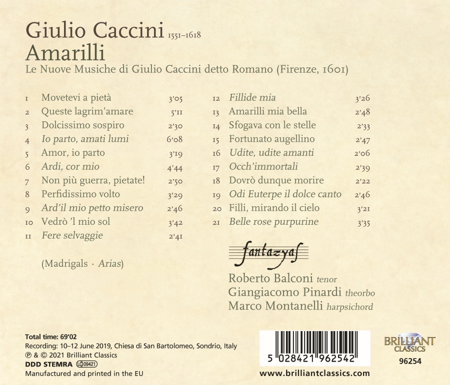 Caccini: Amarilli, Le Nuove Musiche, 1601 - slide-1