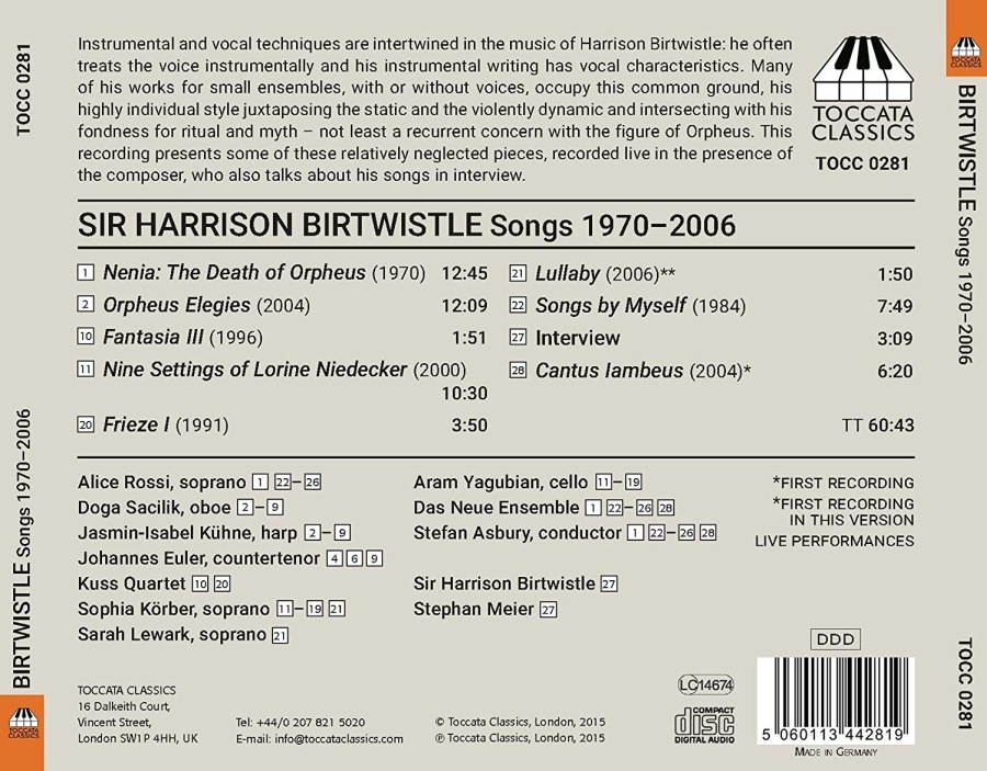 Birtwistle: Songs 1970 - 2006 - slide-1