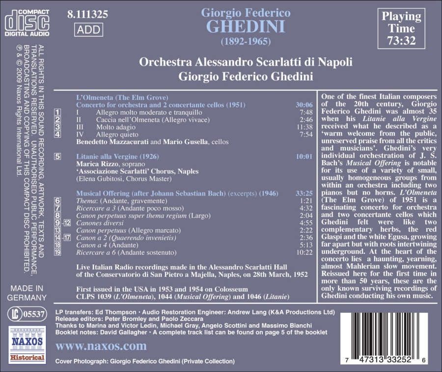 GHEDINI: Concerto detto L'olmoneta, Litanie della Vergine / BACH: Musical Offering (1952) - slide-1