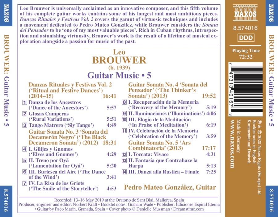Brouwer: Danzas Rituales y Festivas Vol. 2; Guitar Sonatas - slide-1