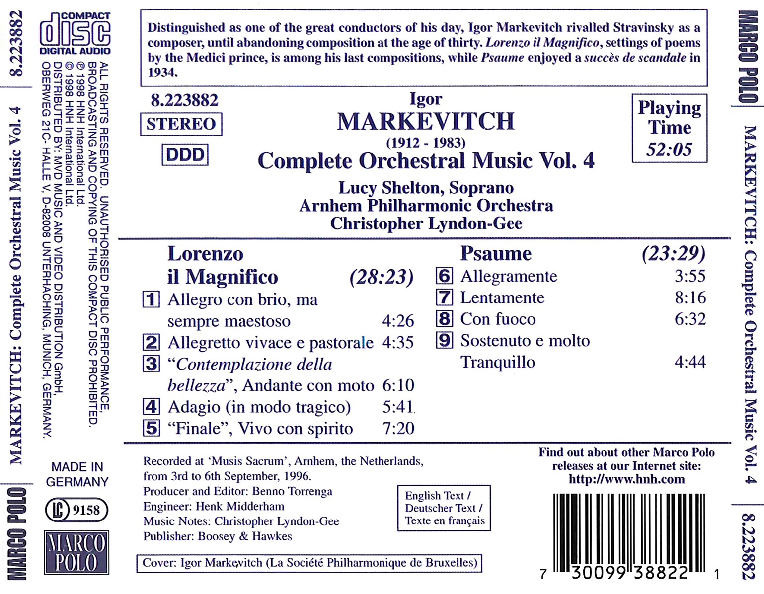 MARKEVITCH: Orchestral Music, Vol. 4 - Lorenzo il Magnifico, Psaume - slide-1