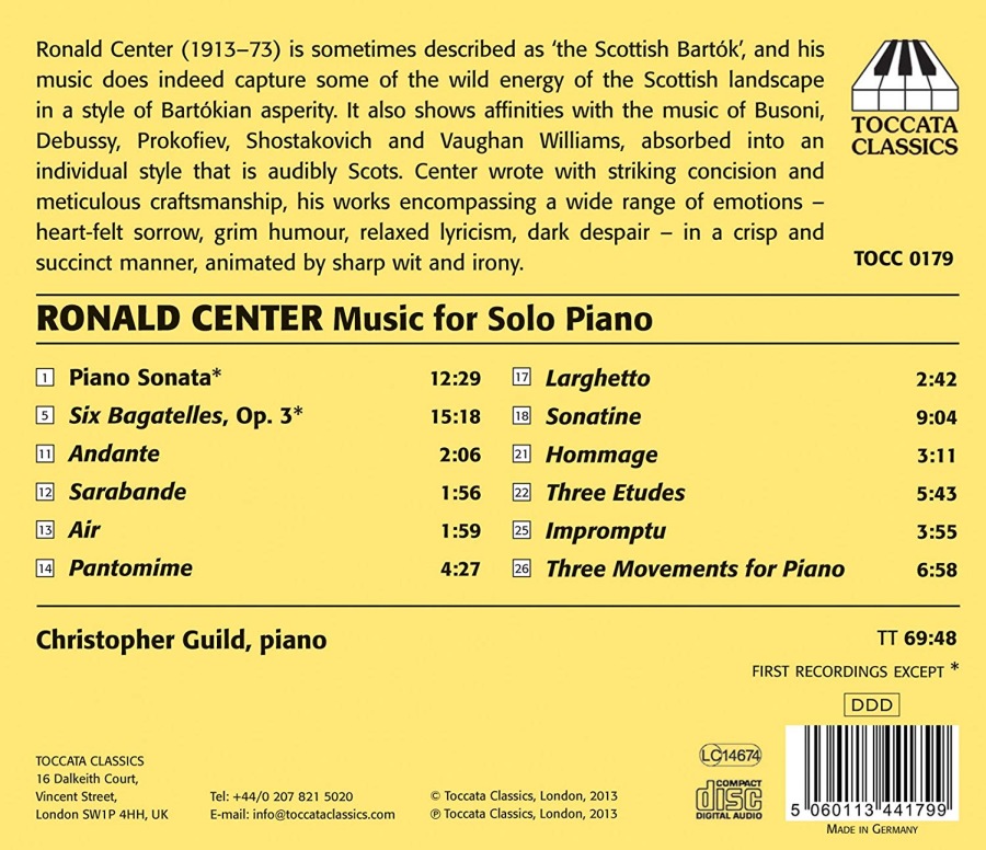 Ronald Center: Instrumental and Chamber Music Vol. 1 - Music for Solo Piano - slide-1
