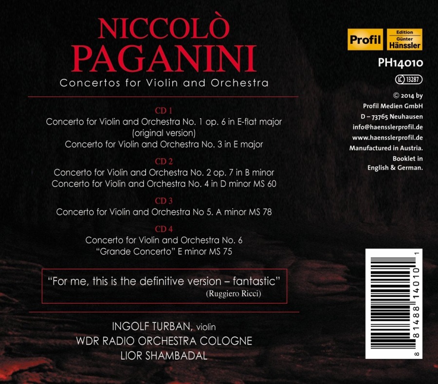 Paganini: Concertos for Violin and Orchestra I - VI - slide-1