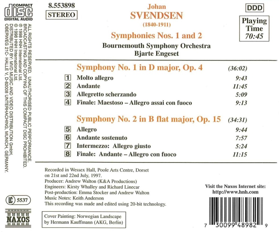 SVENDSEN: Symphonies Nos. 1 and 2 - slide-1