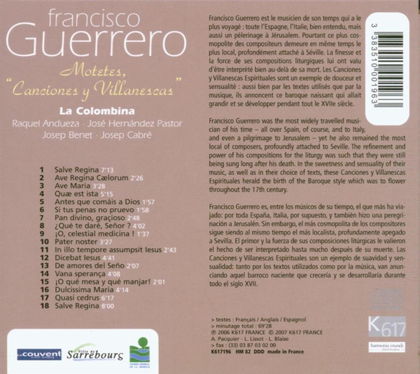 Guerrero: Motetes, "Canciones y Villanescas" - slide-1