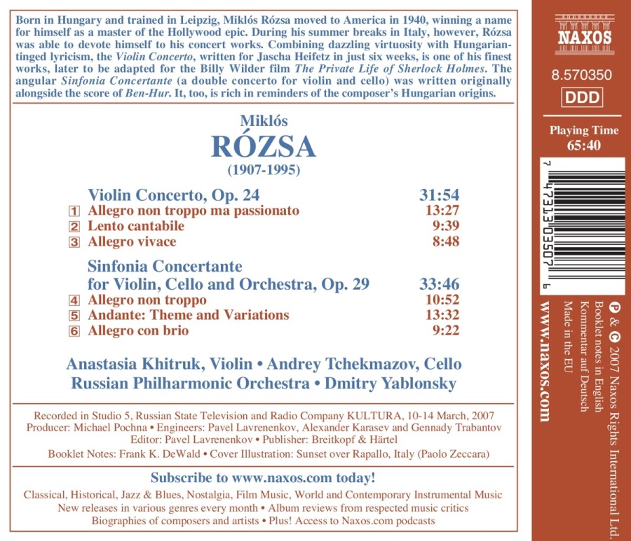 Rozsa: Violin Concerto, Sinfonia Concertante - slide-1