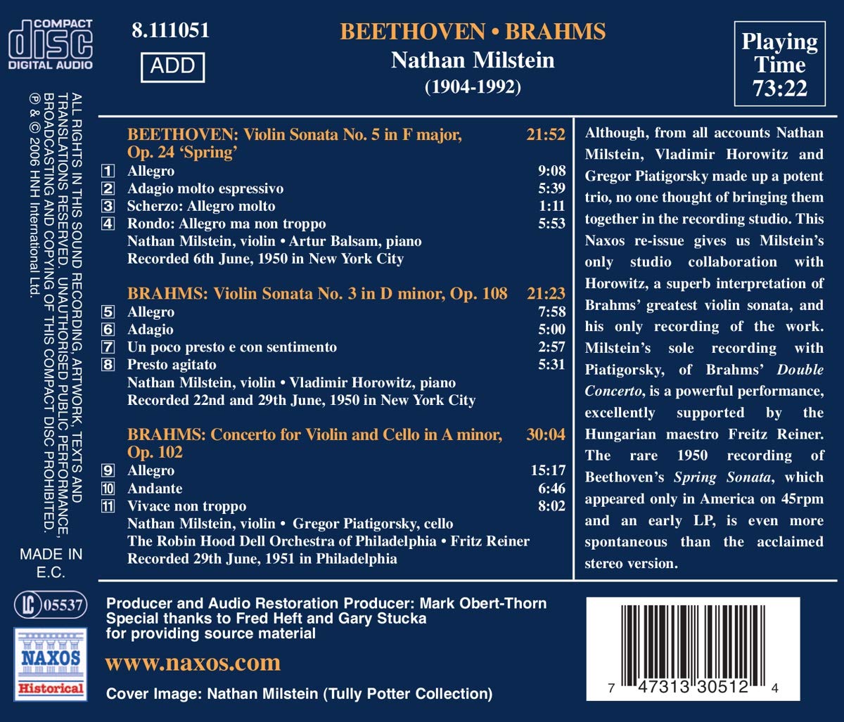 BRAHMS: Double Concerto; Violin Sonata No. 3; BEETHOVEN: Violin Sonata No. 5 - slide-1