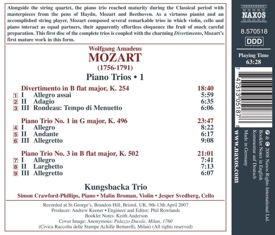 Mozart: W.A.: Piano Trios Vol. 1 - slide-1