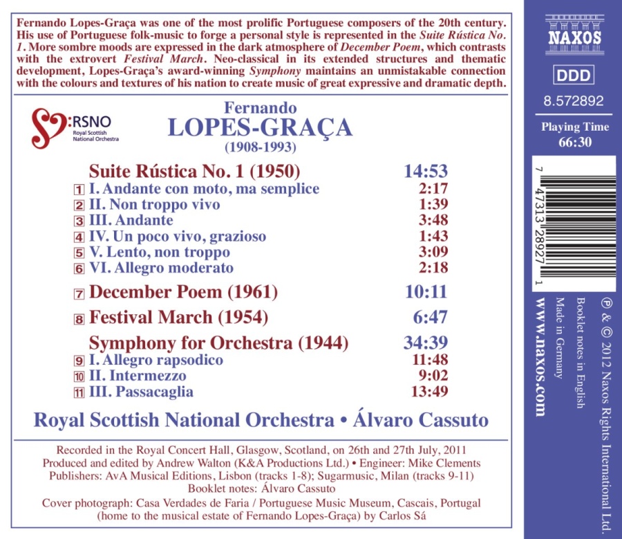 Lopes-Graca: Symphony for Orchestra, Rustic Suite, December Poem - slide-1