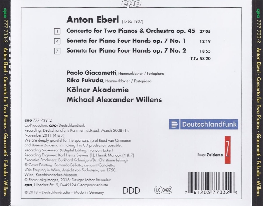 Eberl: Concerto for Two Pianos & Orchestra; Sonatas for Piano Four Hands - slide-1