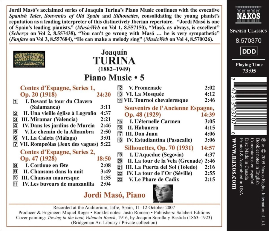 TURINA: Piano Music 5 - Contes d’Espagne, Souvenirs de l’Ancienne Espagne, Silhouettes - slide-1
