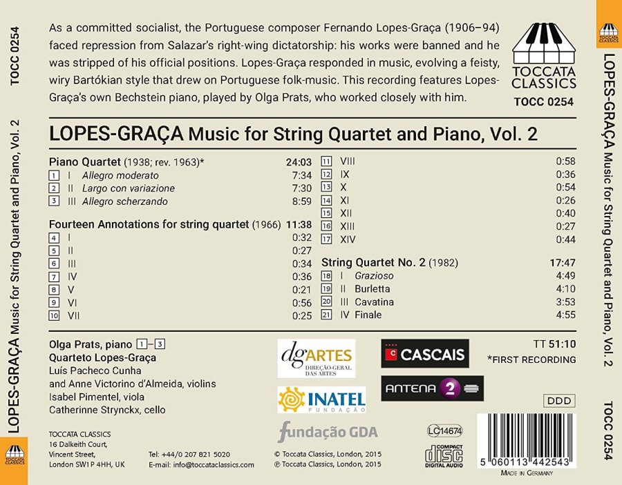 Lopes-Graça: Music for String Quartet and Piano Vol. 2 - slide-1