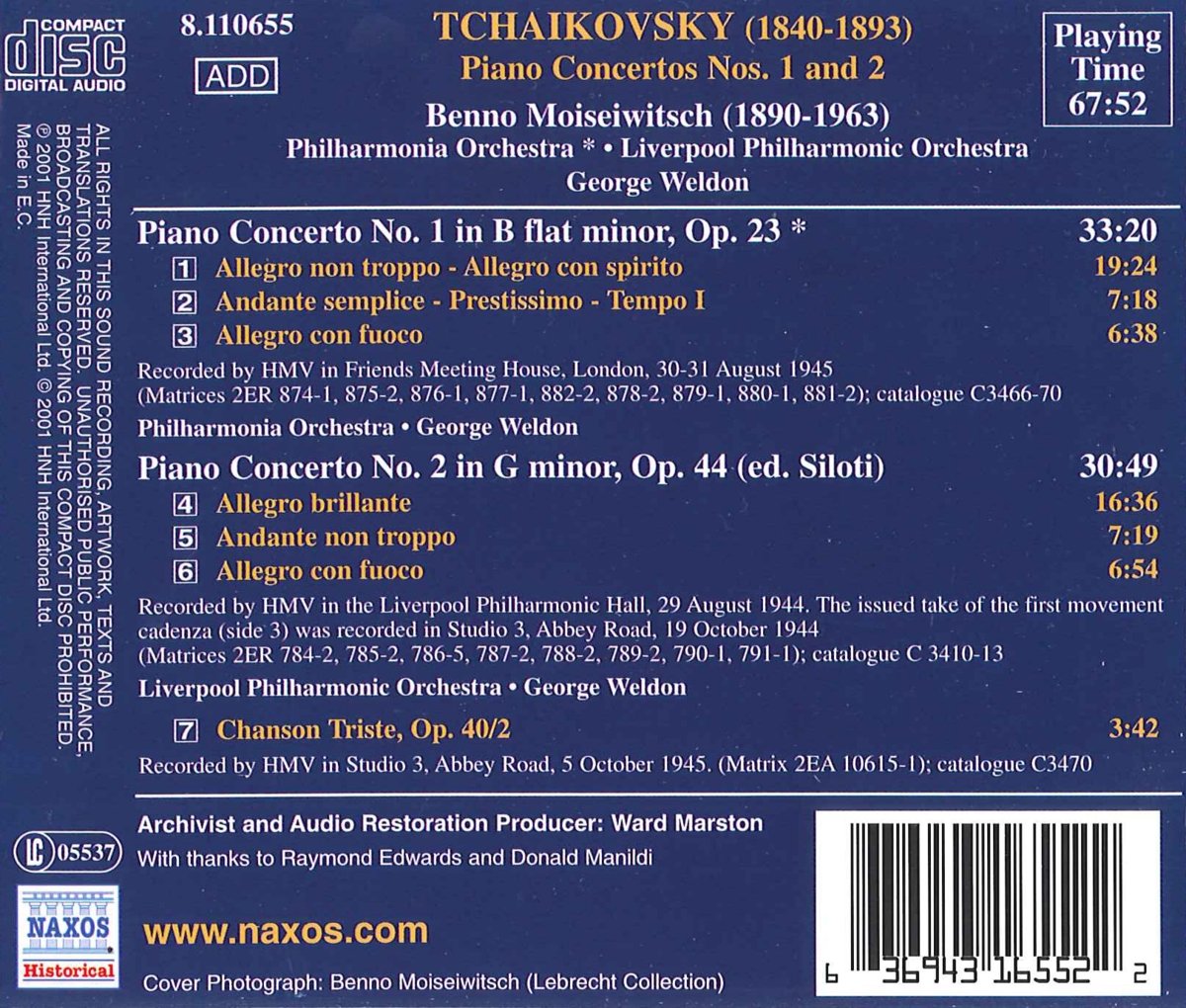Tchaikovsky: Piano Concertos Nos. 1 & 2 [Recorded 1944-5] - slide-1