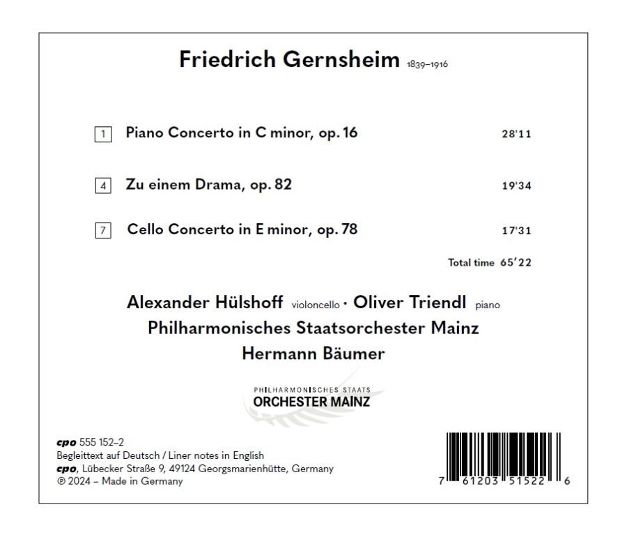 Gernsheim: Piano Concerto;Cello Concerto - slide-1