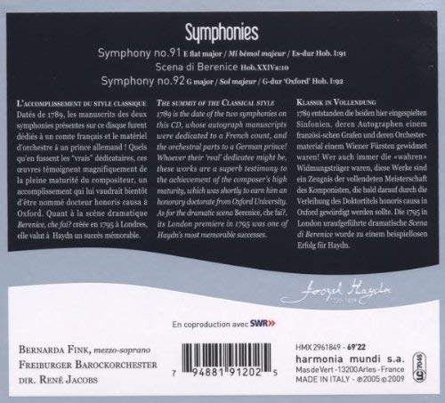 HAYDN EDITION  /  Symphonies nos. 91 & 92 "Oxford", Scena di Berenice - slide-1