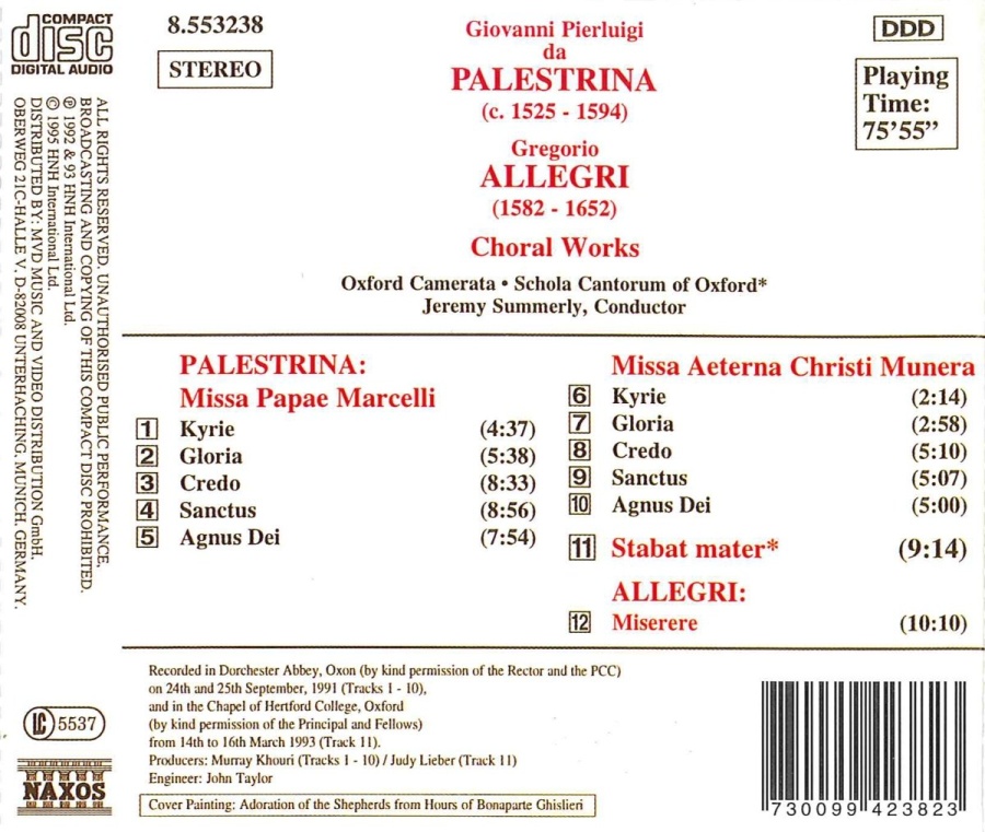 PALESTRINA: Missa Papae Marcelli / ALLEGRI: Miserere - slide-1
