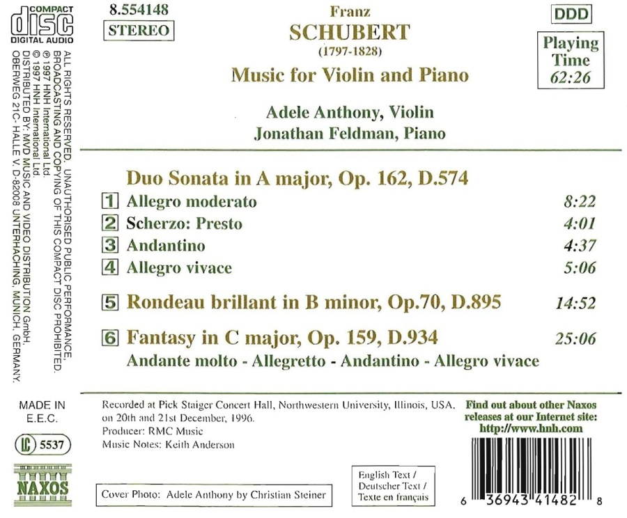 SCHUBERT: Music for Violin & Piano - slide-1