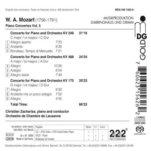 Mozart: Piano Concertos Vol. 5 - KV 175, 246 & 488 SACD - slide-1