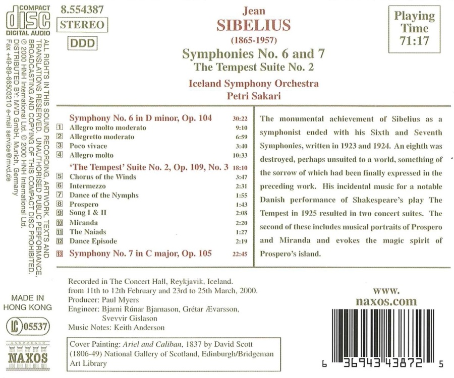SIBELIUS: Symphonies Nos. 6 and 7; The Tempest Suite No. 2 - slide-1