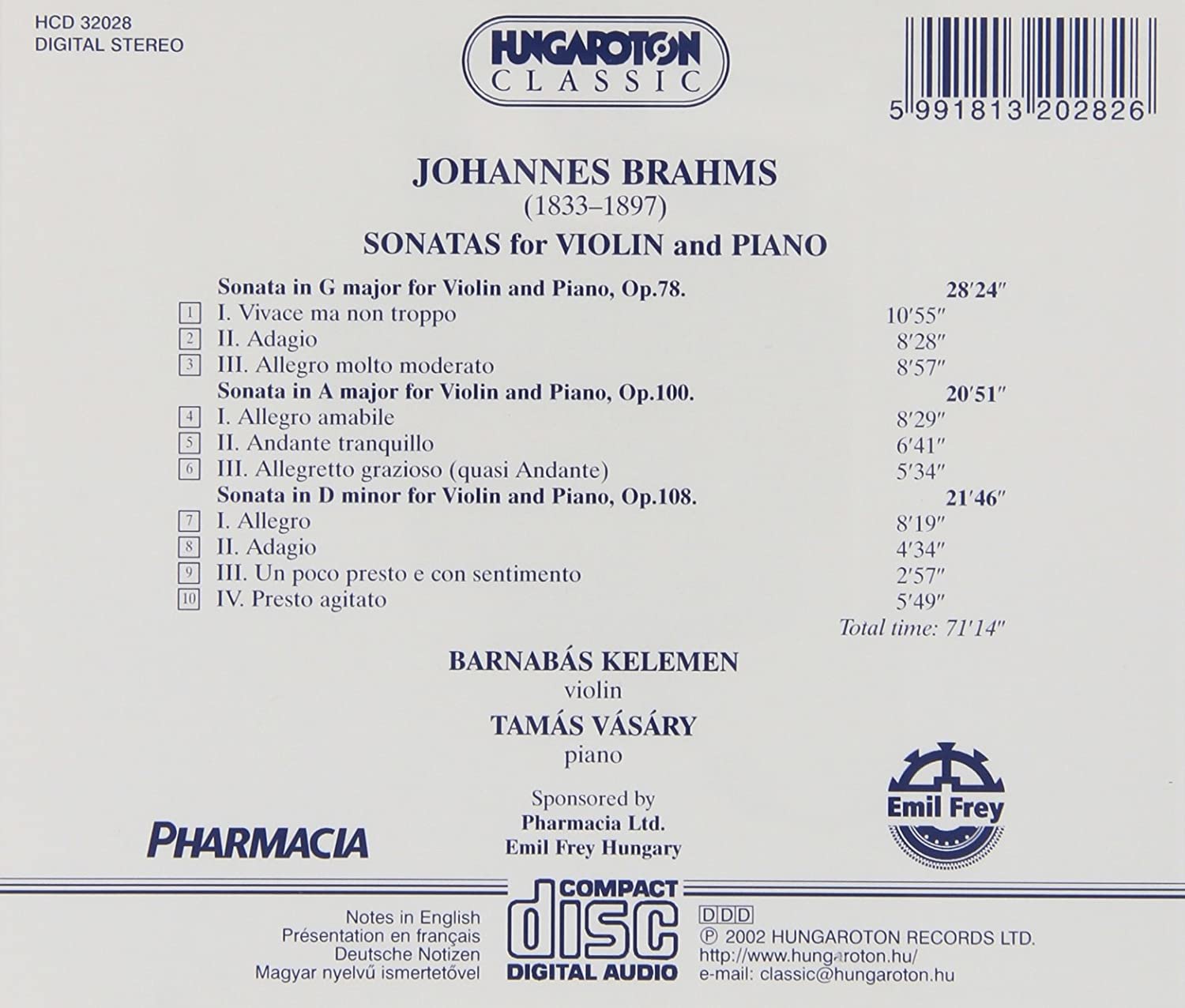 Brahms: Violin Sonatas Nos. 1-3 - slide-1
