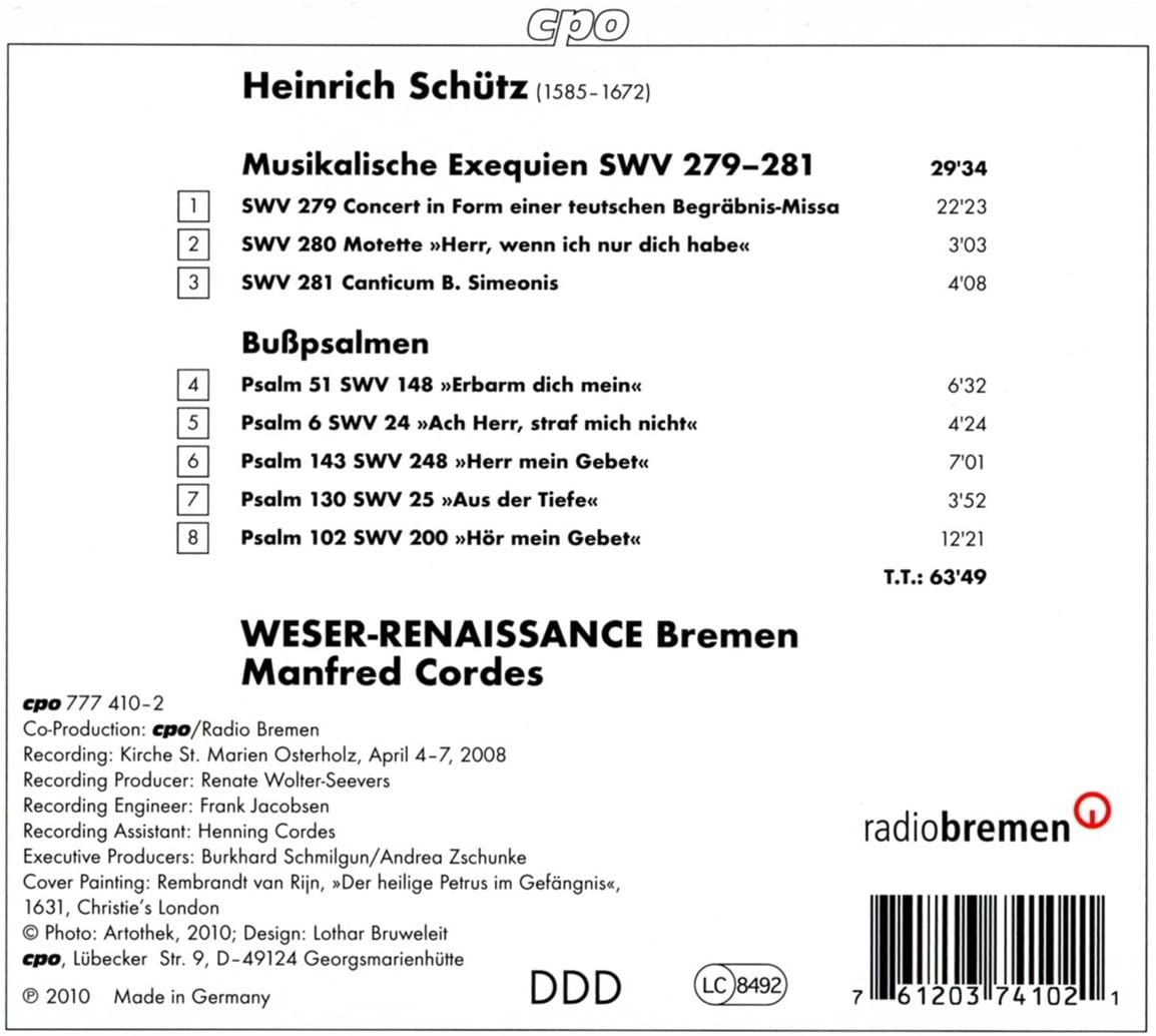 Schütz: Musikalische Exequien SWV 279-281, Bußpsalmen: Psalm 6, 51, 102, 130 & 143 - slide-1