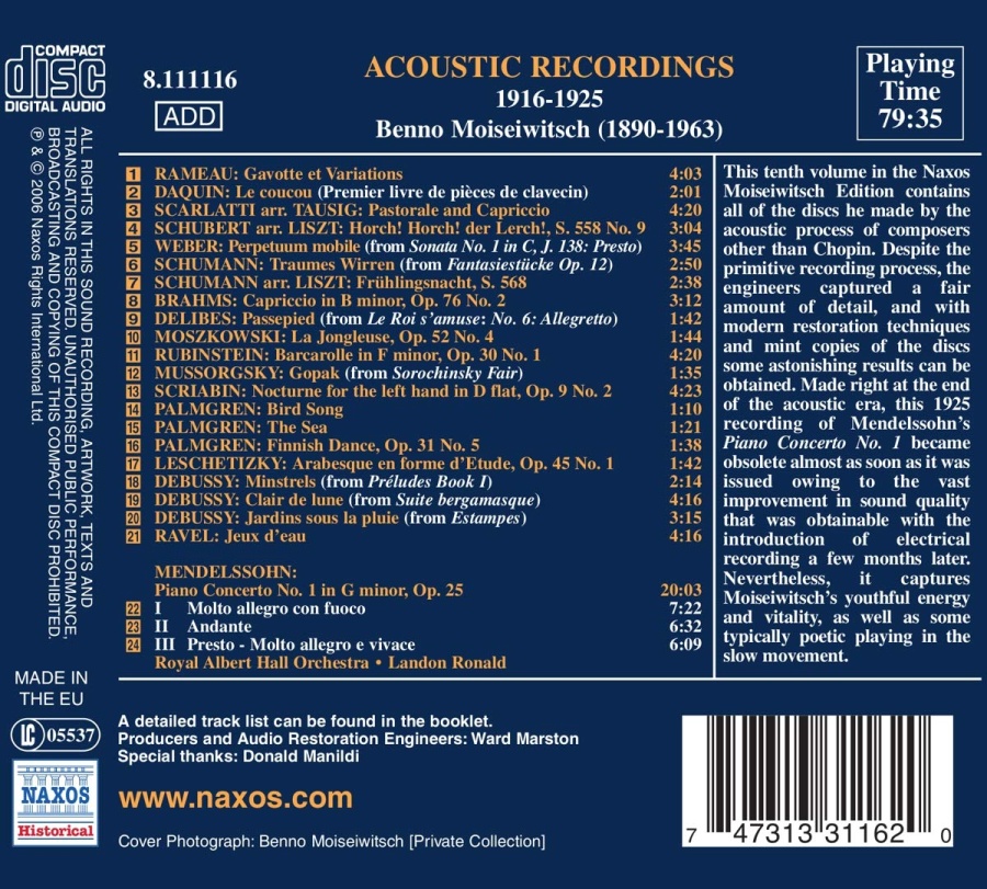 MOISEIWITSCH, Benno: Acoustic Recordings vol 10 (1916-1925) - slide-1