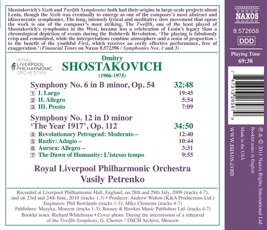 SHOSTAKOVICH: Symphony No. 6 & 12 "The Year 1917" - slide-1