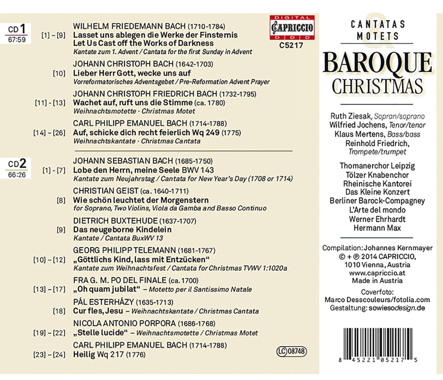 Baroque Christmas - Cantatas & Motets: Bach; Buxtehude, Bach, J.C.; Bach, C.P.E.; Telemann; Porpora; Esterhazy - slide-1