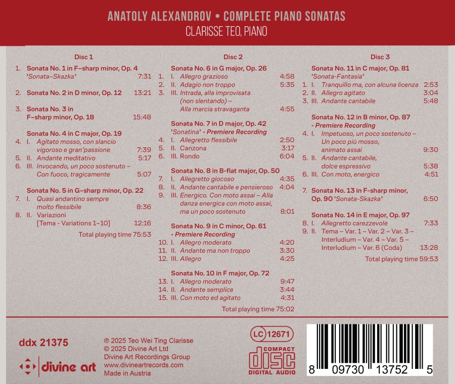 Anatoly Alexandrov: Complete Piano Sonatas - slide-1