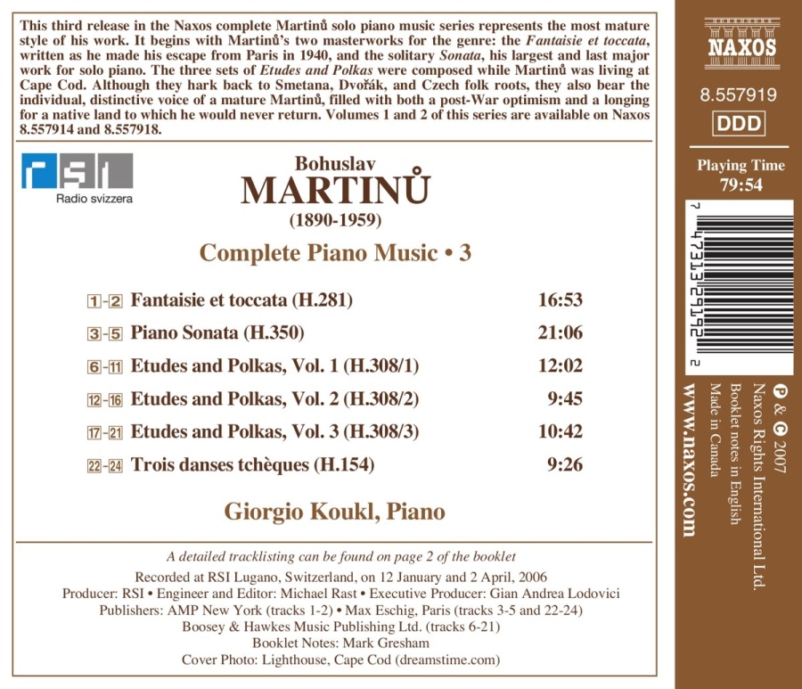 Martinu: Complete Piano Music Vol. 3- Piano Sonata, Fantaisie et toccata - slide-1