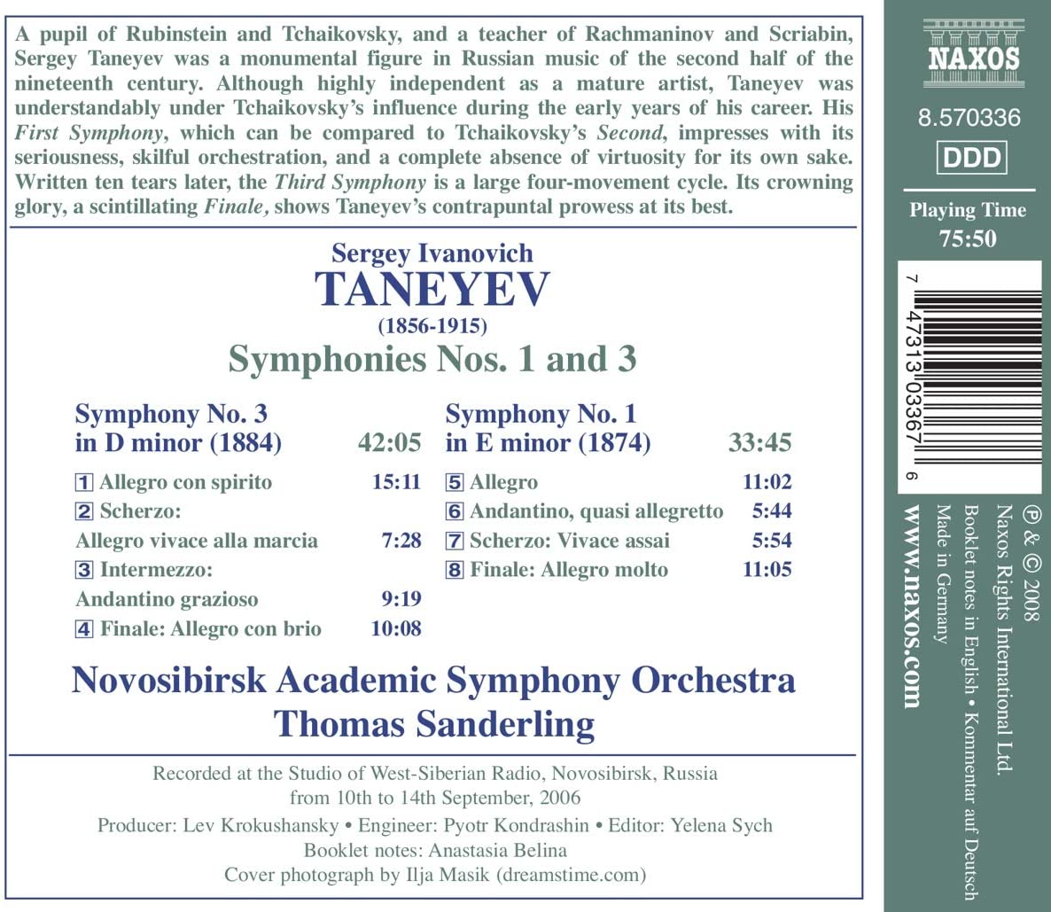 TANEYEV: Symphonies Nos. 1 & 3 - slide-1