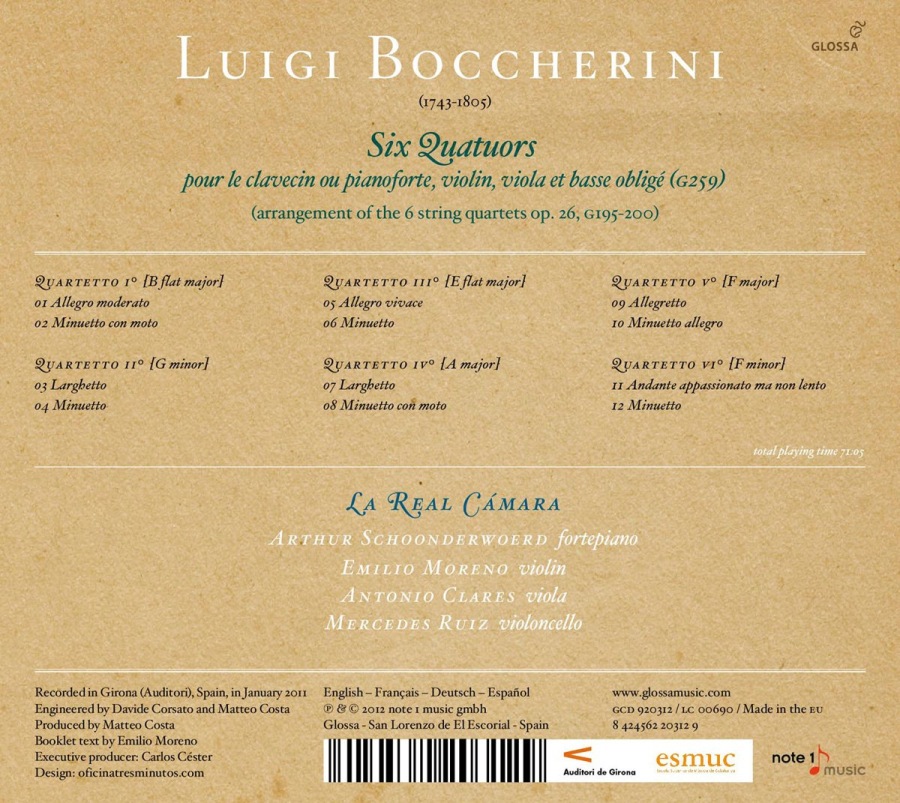 Boccherini: Six Quatuors pour le clavecin ou pianoforte, violin, viola et basse obligé (G259) - slide-1