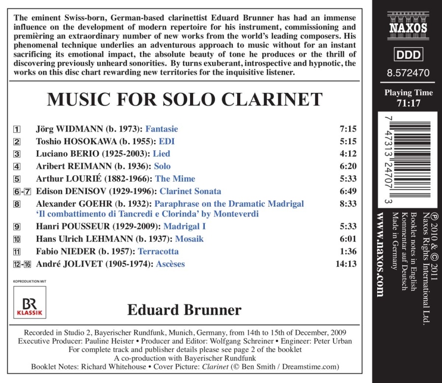 Music for Solo Clarinet - Widmann, Berio, Jolivet, Denisov, ... - slide-1