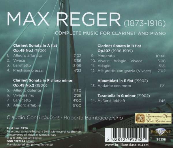 Reger: Complete Music for Clarinet and Piano - slide-1